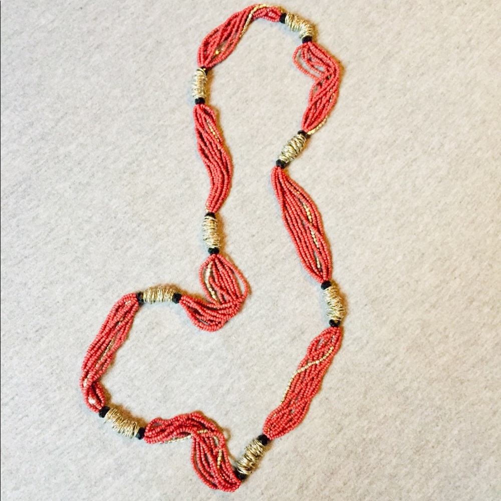 *SALE* Beaded Rope Necklace with Wire Wrap Accents